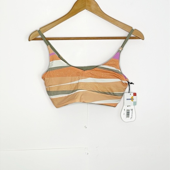 Prana Other - Prana Striped Bikini Top in Peach, Olive & Pink